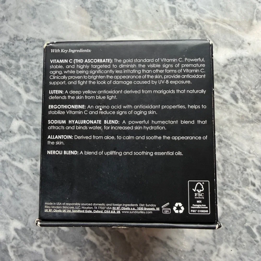 New Sunday Riley C.E.O. Afterglow Brightening Vitamin C Cream Moisturizer